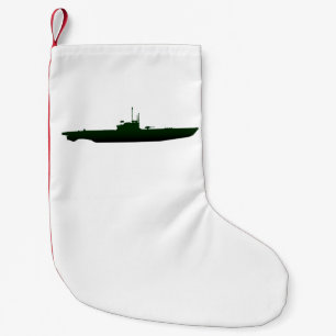 Submarine Silhouette On White Small Christmas Stocking