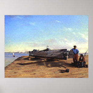 Submarine Torpedo Boat HL Hunley C Chapman 1863 Poster