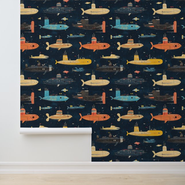 Submarine Vessel Underwater Ship Chalk Drawing Wallpaper (Application)