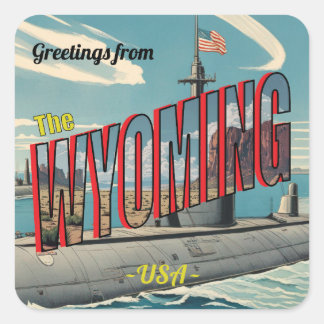 Submarine Wyoming For USA Retro Postcard Square Sticker