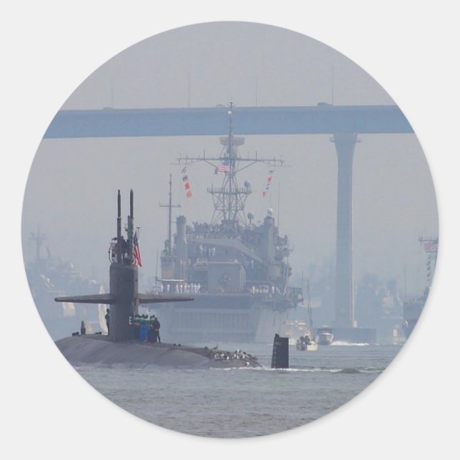 Submarines Subs Nuclear Ships Navy Classic Round Sticker (Front)
