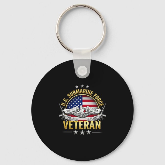 Submarines Veteran Silent Service Flag Veteran Key Ring (Front)
