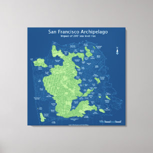 Submerged Streets of SF, 200' sea level rise, 32" Canvas Print
