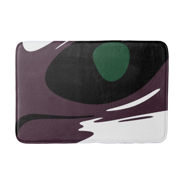 Submersion: Abstract Black, White, Purple & Green Bath Mat (Front)