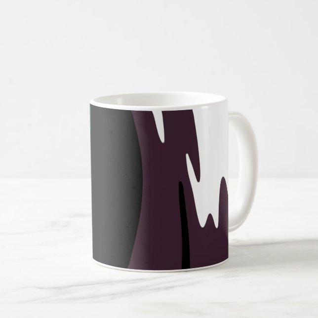 Submersion: Abstract Black, White, Purple & Green Coffee Mug (Front Right)