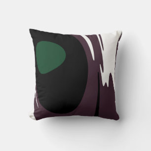 Submersion: Abstract Black, White, Purple & Green Cushion