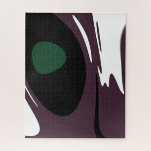 Submersion: Abstract Black, White, Purple & Green Jigsaw Puzzle