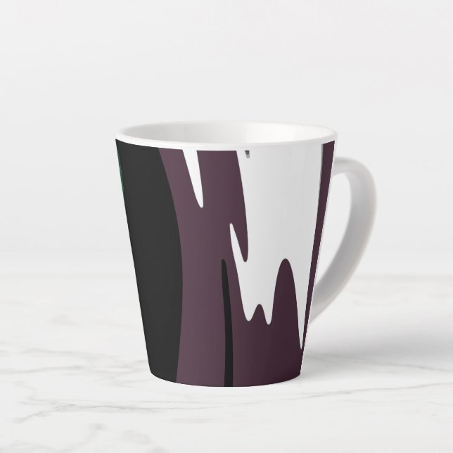 Submersion: Abstract Black, White, Purple & Green Latte Mug (Right Angle)