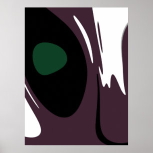 Submersion: Abstract Black, White, Purple & Green Poster