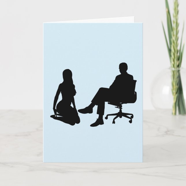 SUBMISSIVE WOMAN KNEELING BIRTHDAY CARD (Front)