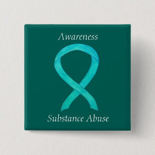 Substance Abuse Awareness Custom Teal Ribbon Pin
