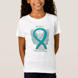 Substance Abuse Teal Awareness Ribbon Angel Shirt