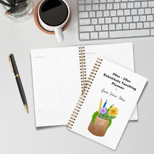 Substitute School Teacher Pencils Flowers Small Planner