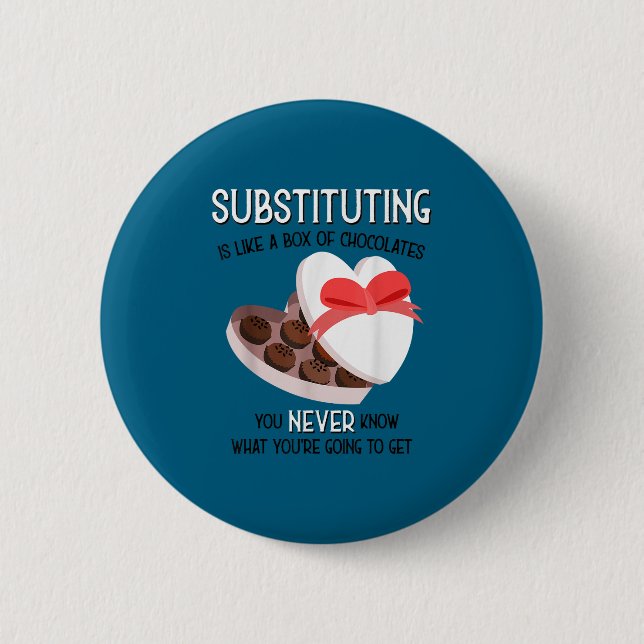 Substitute School Teacher Valentine S Day Gift For 6 Cm Round Badge (Front)