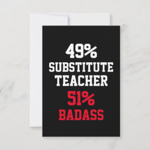 Substitute Teacher Badass Card