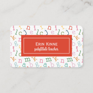 Substitute Teacher Business Calling Card Alphabet