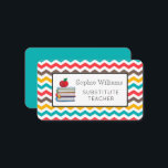 Substitute Teacher Chevron Stripes Business Card<br><div class="desc">Always leave your classroom teachers with a way to contact you for future days they need to be absent with our bright and bold Substitute Teacher calling cards.</div>