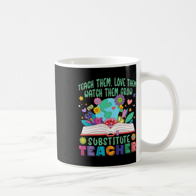 Substitute Teacher Daisy Flower Teacher Substitute Coffee Mug (Right)