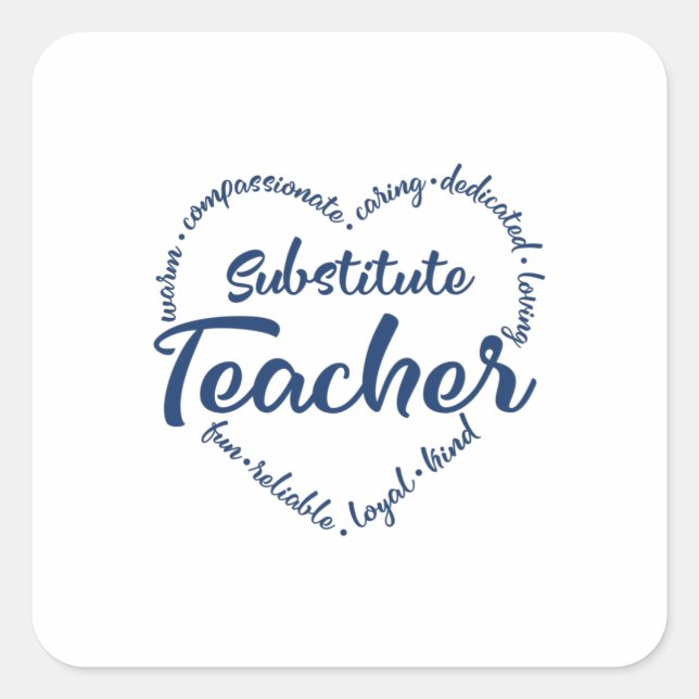 Substitute teacher, sub teacher subway square sticker (Front)