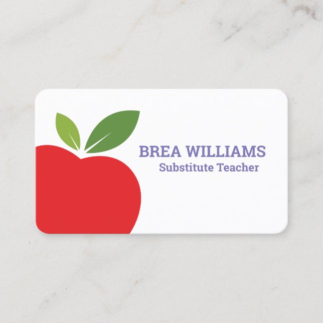 Substitute Teacher Tutor Business Card (Front)