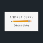 Substitute Teacher Yellow Pencil Business Card<br><div class="desc">Always leave your information behind so you can be reached for future teaching dates.  Perfect for substitute teachers,  tutors,  professors,  public speakers,  etc.</div>