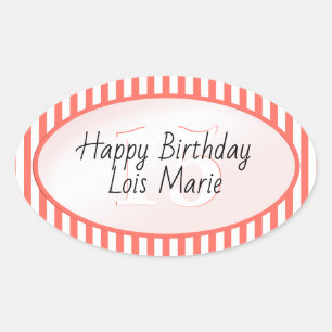 Subtle Age Coral/White Simple Stripes Pattern Ova Oval Sticker