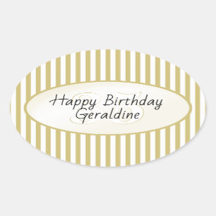 Subtle Age Gold/White Simple Stripes Pattern Oval Sticker