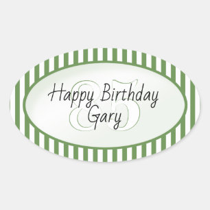 Subtle Age Green/White Simple Stripes Pattern Oval Sticker