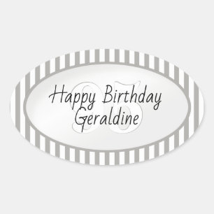 Subtle Age Grey/White Simple Stripes Pattern Oval Sticker