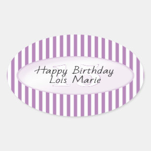 Subtle Age Lavender/White Simple Stripes Pattern Oval Sticker