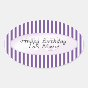 Subtle Age Purple/White Simple Stripes Pattern Oval Sticker