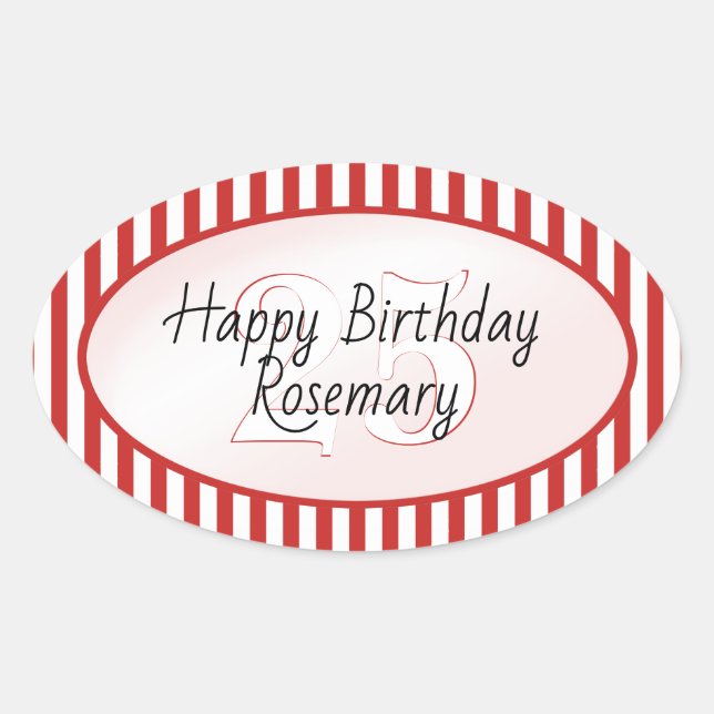 Subtle Age Red/White Simple Stripes Pattern Oval Sticker (Front)