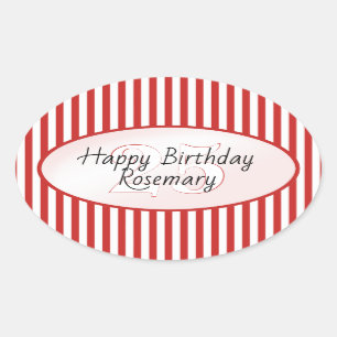 Subtle Age Red/White Simple Stripes Pattern Oval Sticker