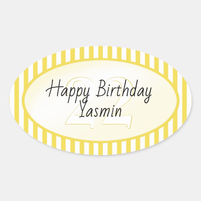 Subtle Age Yellow/White Simple Stripes Pattern Oval Sticker (Front)