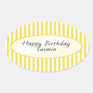 Subtle Age Yellow/White Simple Stripes Pattern Oval Sticker