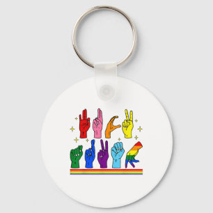 Subtle Anti-trump Asl Sign Language Lgbtq+ Resist Key Ring