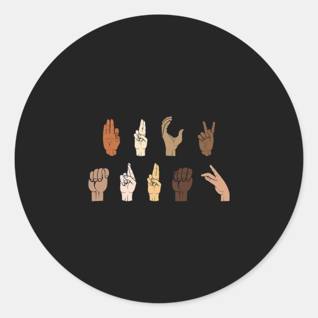 Subtle Anti-trump Blm Asl Sign Language  Classic Round Sticker (Front)