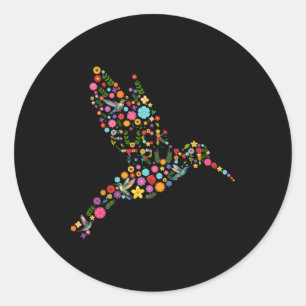 Subtle Anti Trump Floral Hummingbird Hidden Messag Classic Round Sticker