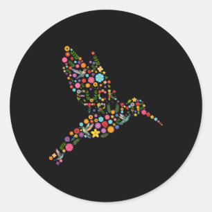 Subtle Anti Trump Floral Hummingbird Hidden Messag Classic Round Sticker