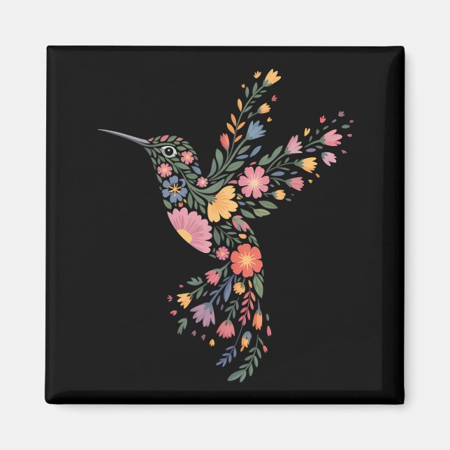 Subtle Anti Trump Floral Hummingbird Hidden Messag Magnet (Front)