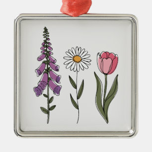 Subtle Anti-Trump - Foxglove Daisy Tulip III Metal Tree Decoration
