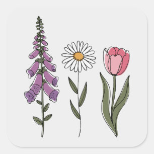 Subtle Anti-Trump - Foxglove Daisy Tulip III Square Sticker