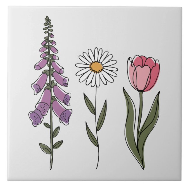 Subtle Anti-Trump - Foxglove Daisy Tulip III Tile (Front)