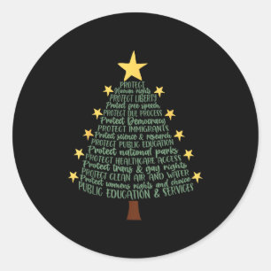 Subtle Anti Trump Funny Christmas Tree Classic Round Sticker
