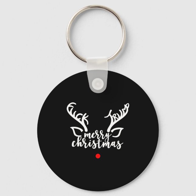 Subtle Anti Trump Hidden Message Christmas Reindee Key Ring (Front)