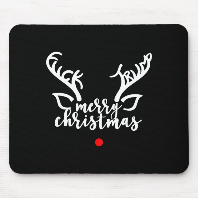 Subtle Anti Trump Hidden Message Christmas Reindee Mouse Mat (Front)