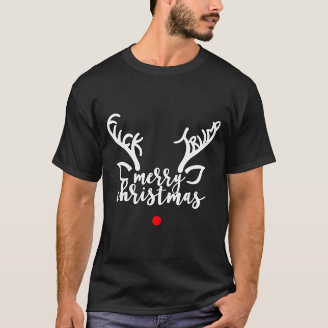 Subtle Anti Trump Hidden Message Christmas Reindee T-Shirt (Front)