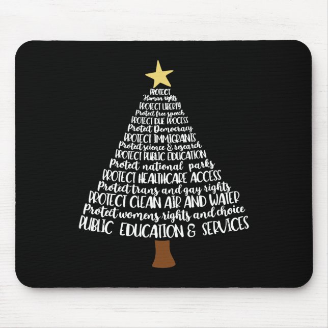 Subtle Anti Trump Protect Democracy Christmas Tree Mouse Mat (Front)