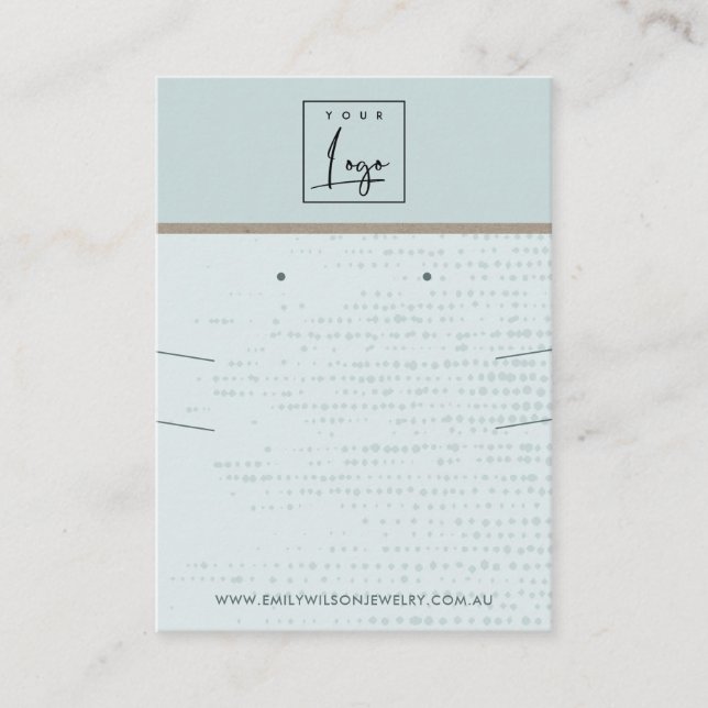 SUBTLE AQUA BLUE DOTS NECKLACE EARRING DISPLAY BUSINESS CARD (Front)
