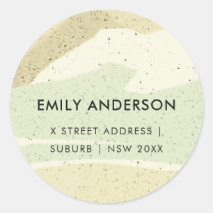 SUBTLE AQUA GREY MODERN ABSTRACT ART WAVES ADDRESS CLASSIC ROUND STICKER